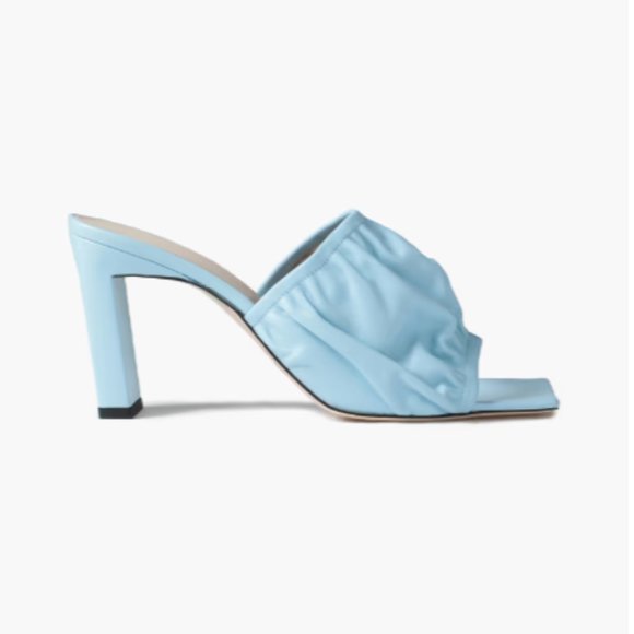 Wandler Ava Mule Lambskin Leather Sky Blue Shoes Heels Italy 38/ 8B - Picture 1 of 13